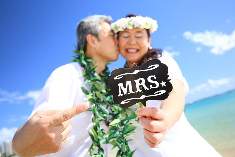 シニアの結婚記念日ハワイウェディング撮影