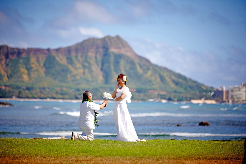 シニアの結婚記念日ハワイウェディング撮影